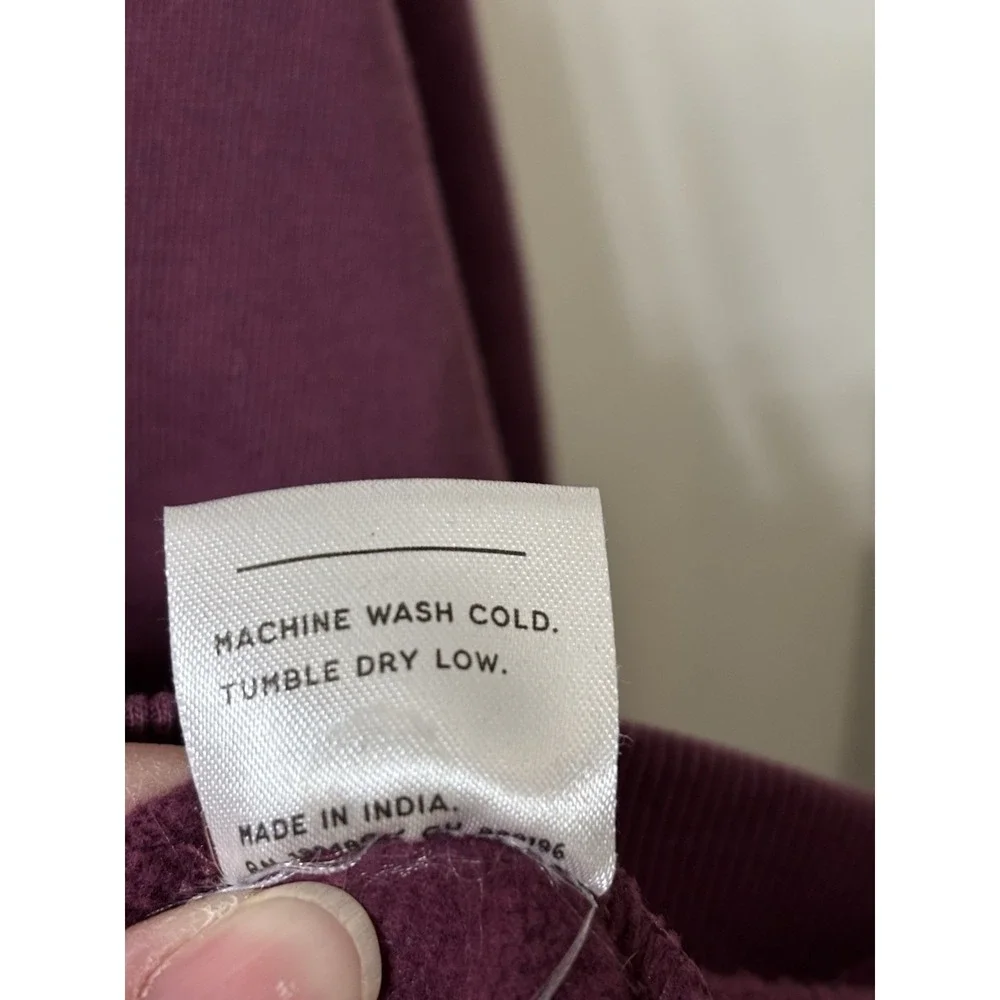 Pact Organic Cotton Crew Neck Pullover Boxy Sweatshirt Womens M Burgundy Kisses - Picture 5 of 6